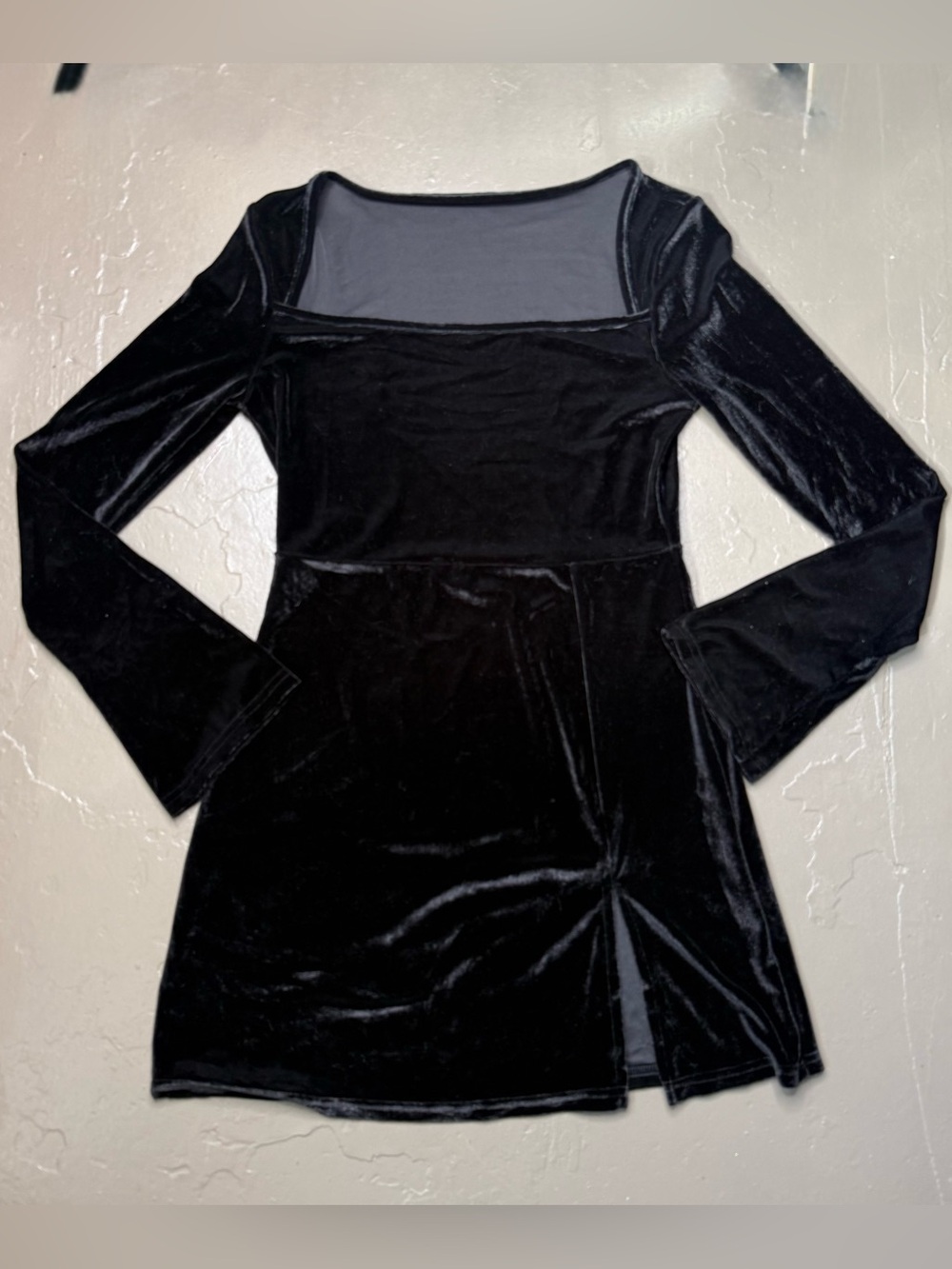Witchy Gothic Black Velvet Mini Dress - Women's Medium